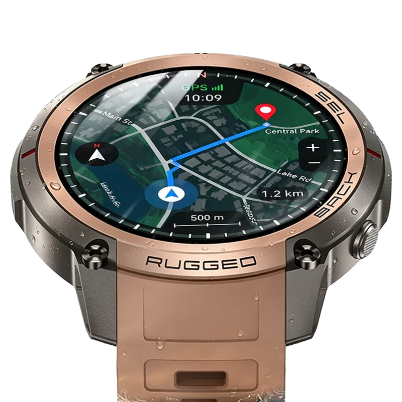 2026 Militärische Satelliten-Offline-Karten-GPS-Smartwatch für Herren 1,43'' AMOLED Bluetooth-Anruf Kompass 5ATM Wasserdicht 170+ Sportarten Smartwatch