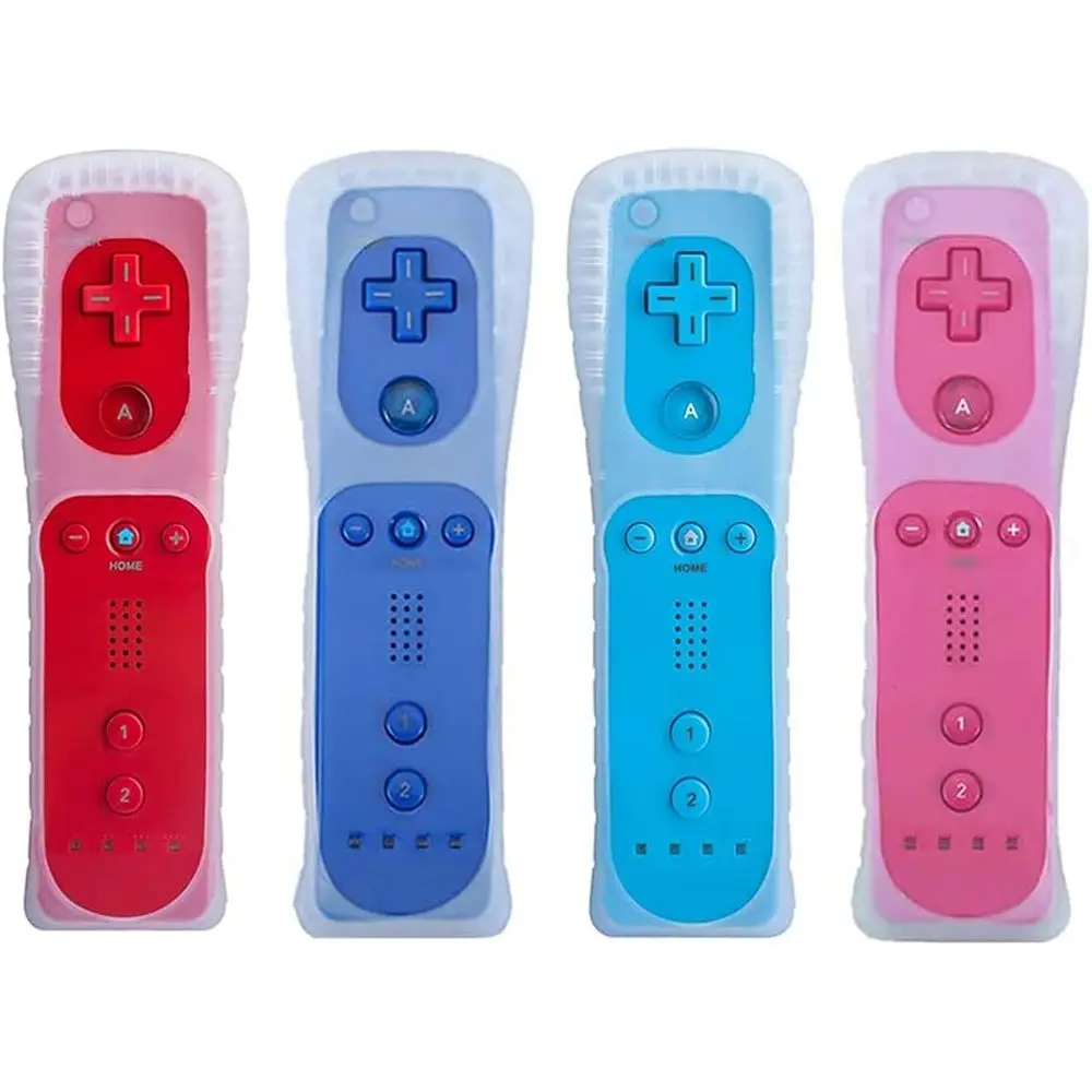 4 Packs Enhanced Wireless Controllers for Wii and Wii U in Red, Blue, Pink, and Deep Blue