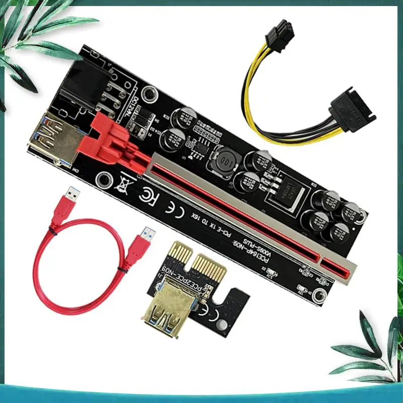(NEW) VER009S Plus PCI-E Riser Card 009S Plus PCIE X1 To X16 4Pin 6Pin Power USB 3.0 Cable For Graphics Card GPU Miner Mining B