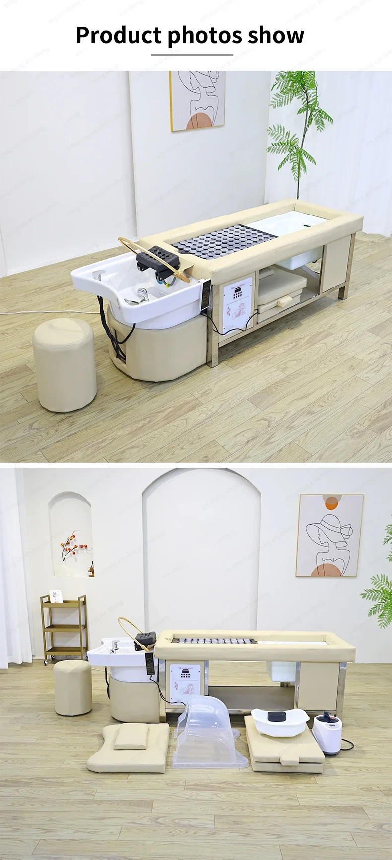 Thailändisches Haarwaschbett mit Moxibustion-Funktion, Keramikbecken, Ausgestattet mit Dampfgerät und Deckel, Kleiner Hocker – Detail 9