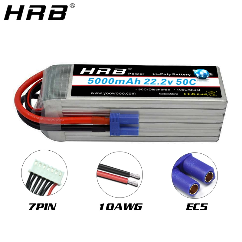 HRB 6S 22.2V بطارية ليبو EC5 2200mah 2600mah 3300mah 4000mah 5000mah 6000mah 8000mah 10000mah 12000mah 16000 22000mah RC أجزاء