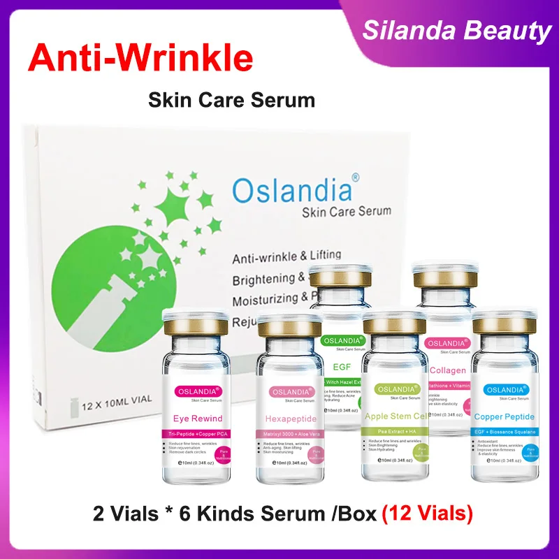 Oslandia Hexapeptide Collagen Apple Stem Cell Copper Peptide Face Essence Anti-wrinkle Fine Lines Facial Serum 10mLx12 Vials/Box