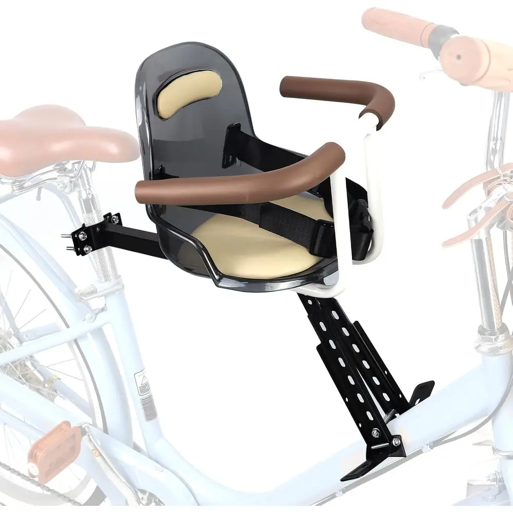 

Front Toddler Bike Seat with Backrest, Safety Belt, Semi-Wrap Handlebar for 1-3 Years, Suitable for Adult Bikes, MTB, and Foldin