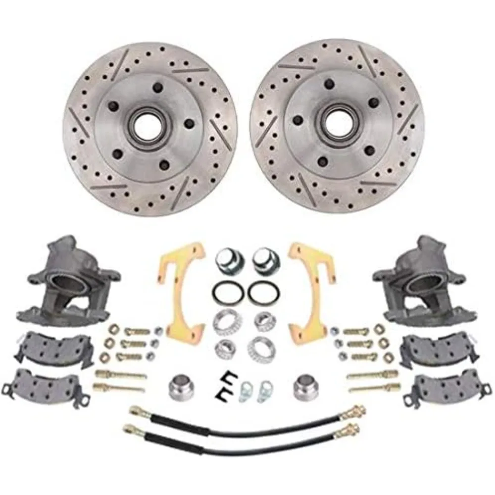 

Deluxe Disc Brake Kit 47-59 Compatible with Chevy Half-Ton Truck, Drilled/Slotted