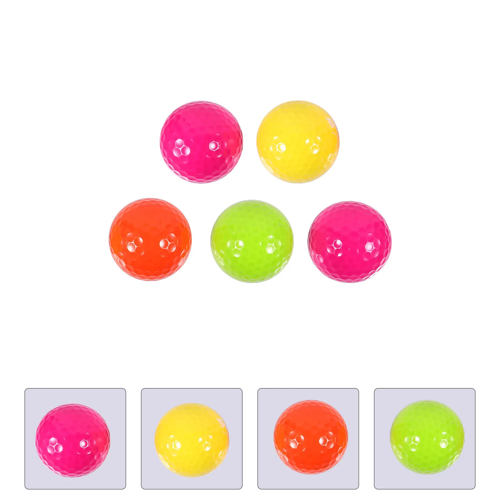 

5Pcs Bright Color Golf Balls Synthetic Rubber Soft Lightweight Practice Training Balls for Beginners Indoor Outdoor
