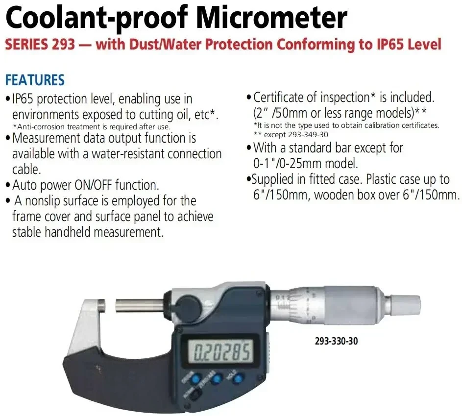 293-251-30 MDC-150MX range 125-150mm 0.001mm IP65 waterproof Digital Outside Micrometer