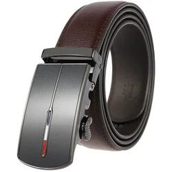 Men's Cowskin Leather Automatic Buckle Belt - Luxury Designer Fashion 3.5cm Width Classic Waistband for Daily & Business Wear