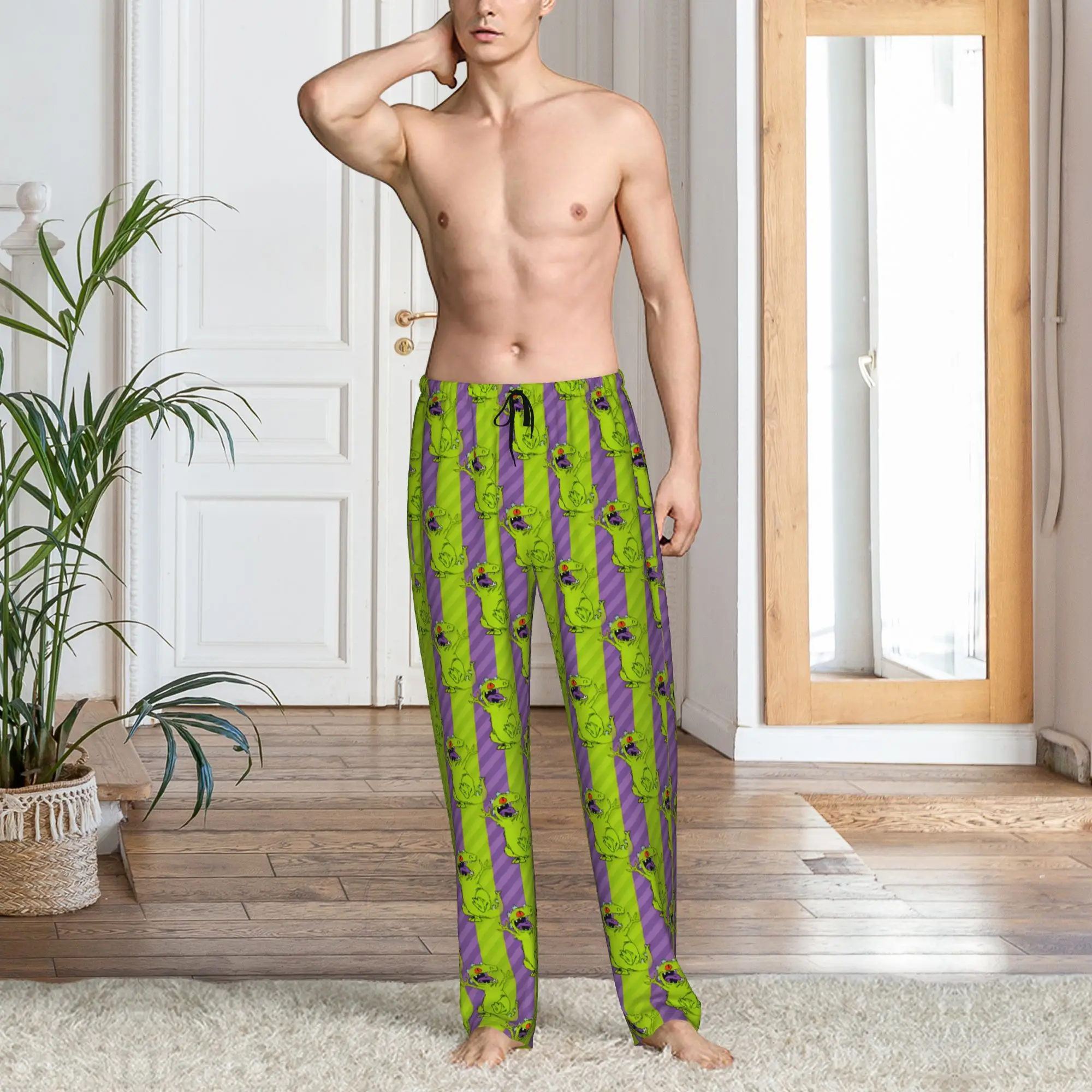 Custom Printed Men R-Rugrats  Cartoon Go Wild Pajama Pants  Sleepwear Sleep Lounge Bottoms with Pockets view 6