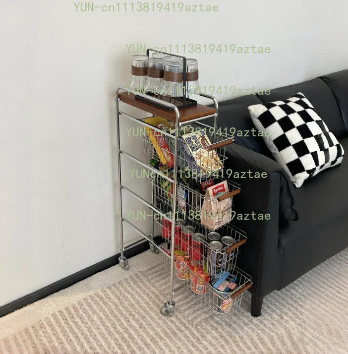 5-Tier Stainless Steel Pull-out Slim Gap Storage Rack Movable Organizer