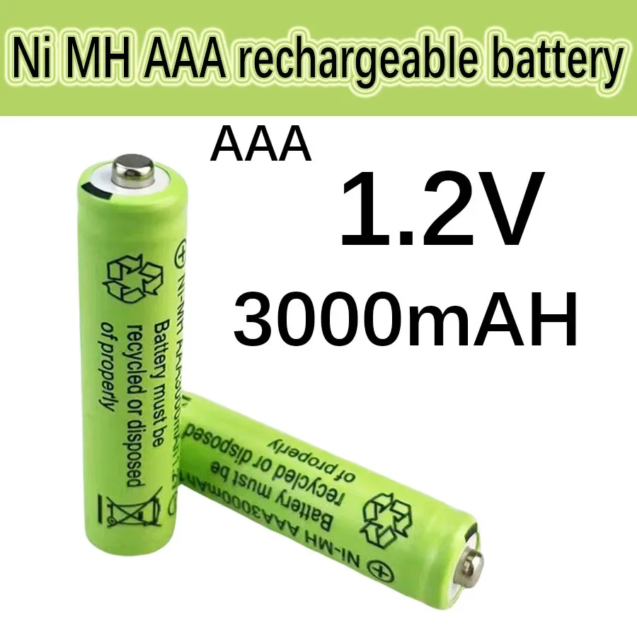 Batterie aste AAA 3000mAh 1.2V Ni-laissée, cellule pour MP3 RC, jouets lampe de poche LED