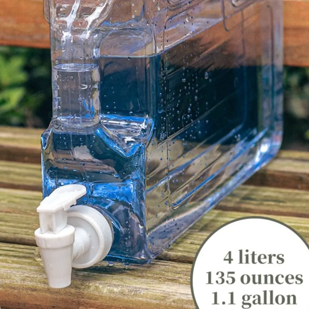 

4L Outdoor Drinking Bucket Large-Capacity Transparent Water Storage Container Portable PE Camping Water Tank Outdoor Cooking