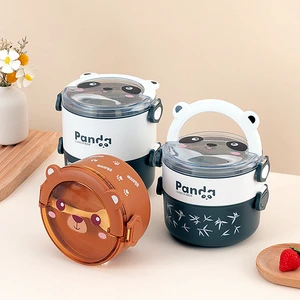 Niedliche Panda Bento Thermal -Mittagessen für Kinder Doppelrunde Schicht Mini Zeichnungen Mikrowellen -Lebensmittel Speicherung 10 Hauptverkauf Panda Lunchbox - №2