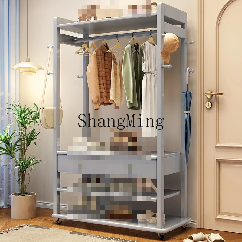 SM solid wood coat rack floor to ceiling bedroom hanger living room simple modern storage cabinet