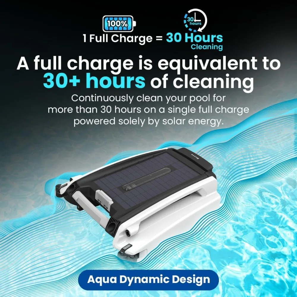 SE Solar Powered Automatic Robotic Pool Skimmer Cleaner with 30-Hour Continuous Cleaning Battery Power and Re-Engineered