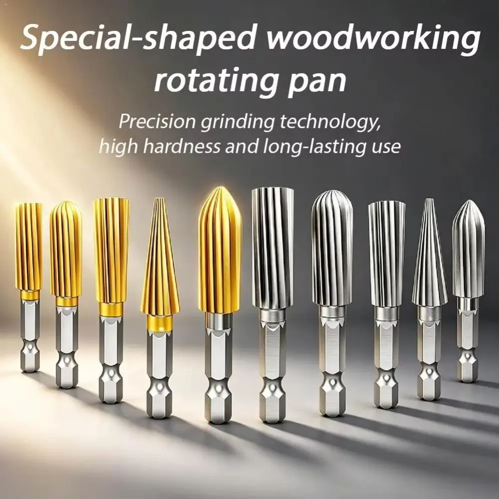 

5Pcs Hexagonal Shank Design Woodworking Rotary File High-Speed Steel Reusable Softwood Countersink Special-Shaped File
