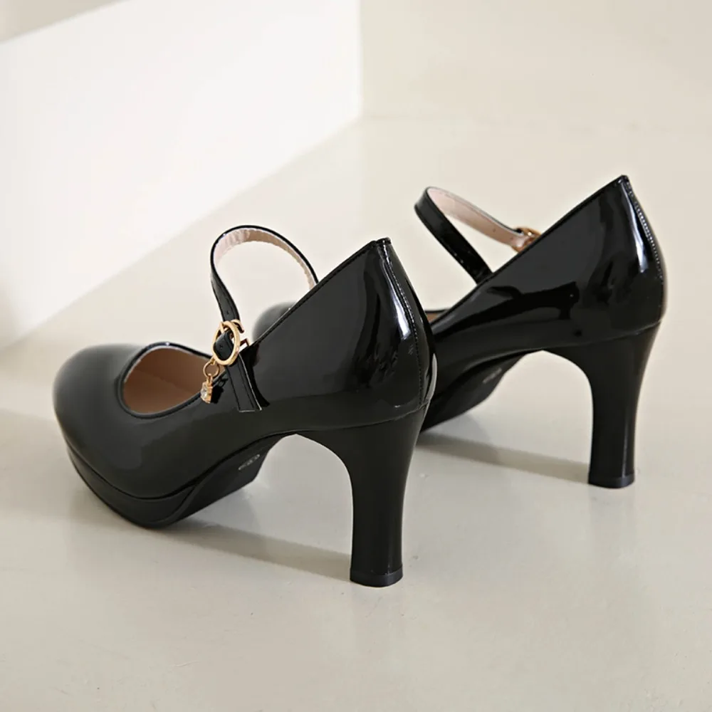 2025, schwarze High Heels für Damen, Frühlings-Freizeitschuhe, Damen-High-Heels, einfarbig, Keilschuhe, Übergröße, High Heels, Größe 34–42 – Detail 6