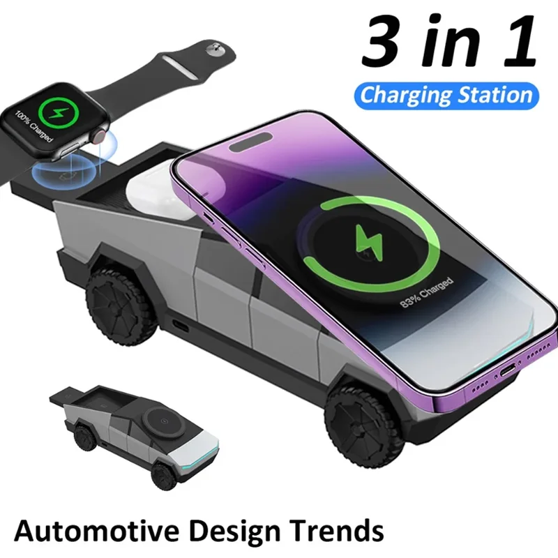 

Magnetic 3 In 1 Wireless Charger Car Phone Stand For Magsafe iPhone 16 15 14 13 12 Apple Watch 10~2 SE AirPods Pro Fast Charging