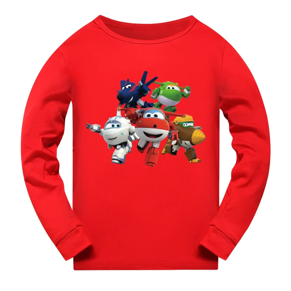 Toddler Girls Super Wings Sweatshirts Kids Jett Airplane Sleepwear Baby Boys Long Sleeve T Shirt Children Cotton Home Wear Tops