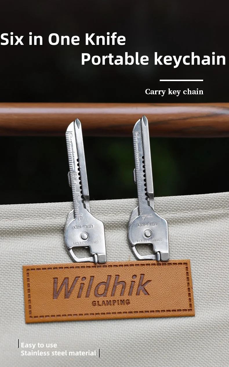 Multifunktions-Klappwerkzeug, Schlüsselanhänger, Öffner, Schraubendreher, EDC, 6-in-1-Utility, Outdoor, Survival, Rettung, Taschenzange, Schlüsselanhänger – Detail 1