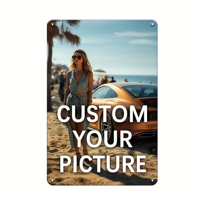 

17.Personalized Custom Photo Metal Tin Sign - Fun Wall Decor for Living Room Beach Cafe Garage Retro Style Iron Wall Art Patio