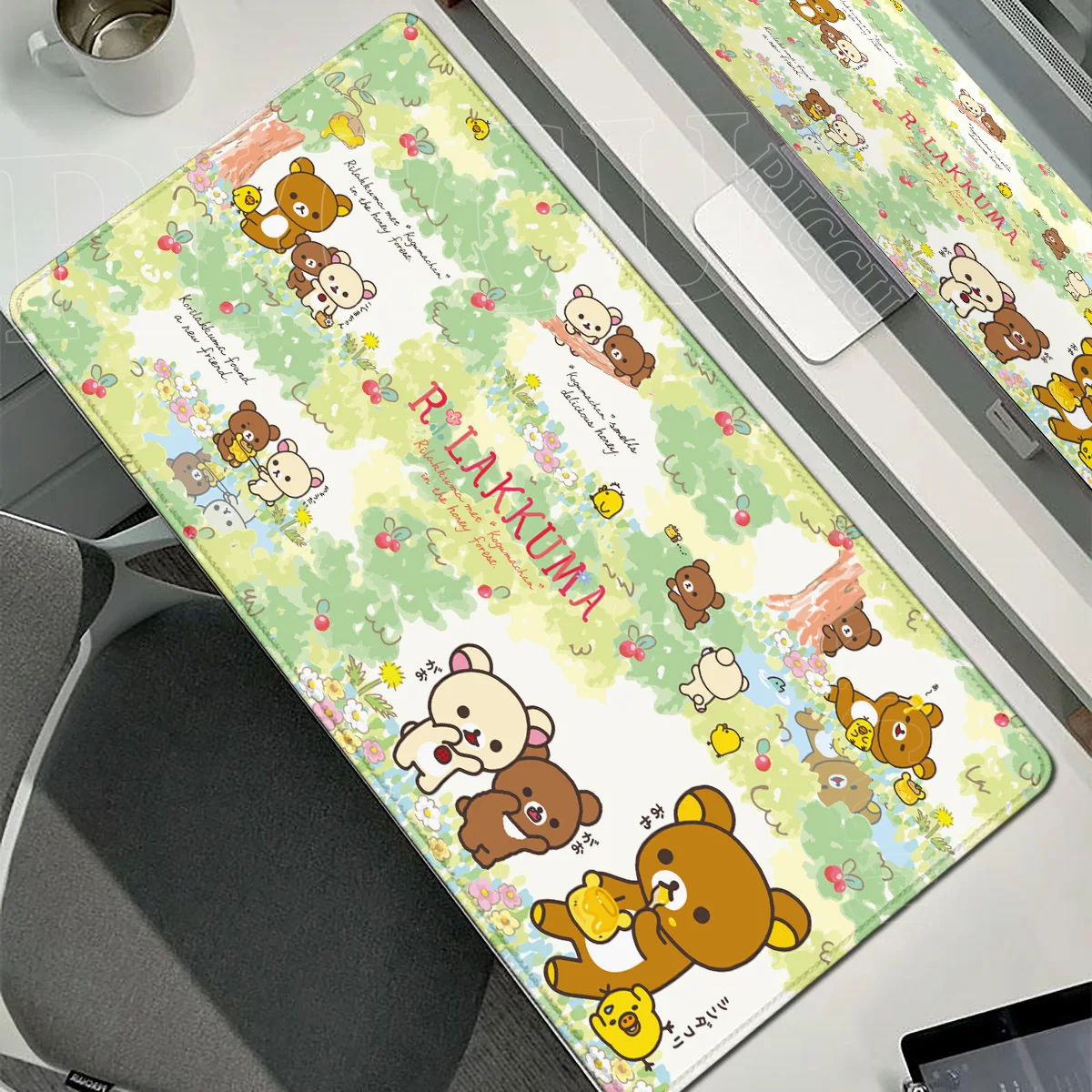 Cartoon Anime Kawaii Rilakkuma Büromatte Teppich Niedliches Mauspad Großes Rutschfestes Mauspad Schreibtischunterlage Laptop Gaming ​ XXL-Tastatur – Detail 10