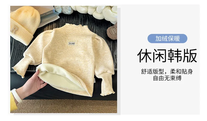 Neues Mädchen-Unterhemd für Herbst und Winter, Verdickt mit Fleece-Futter, Dehnbar, Warm, Weich und Bequem für Kinder und Babys – Detail 10