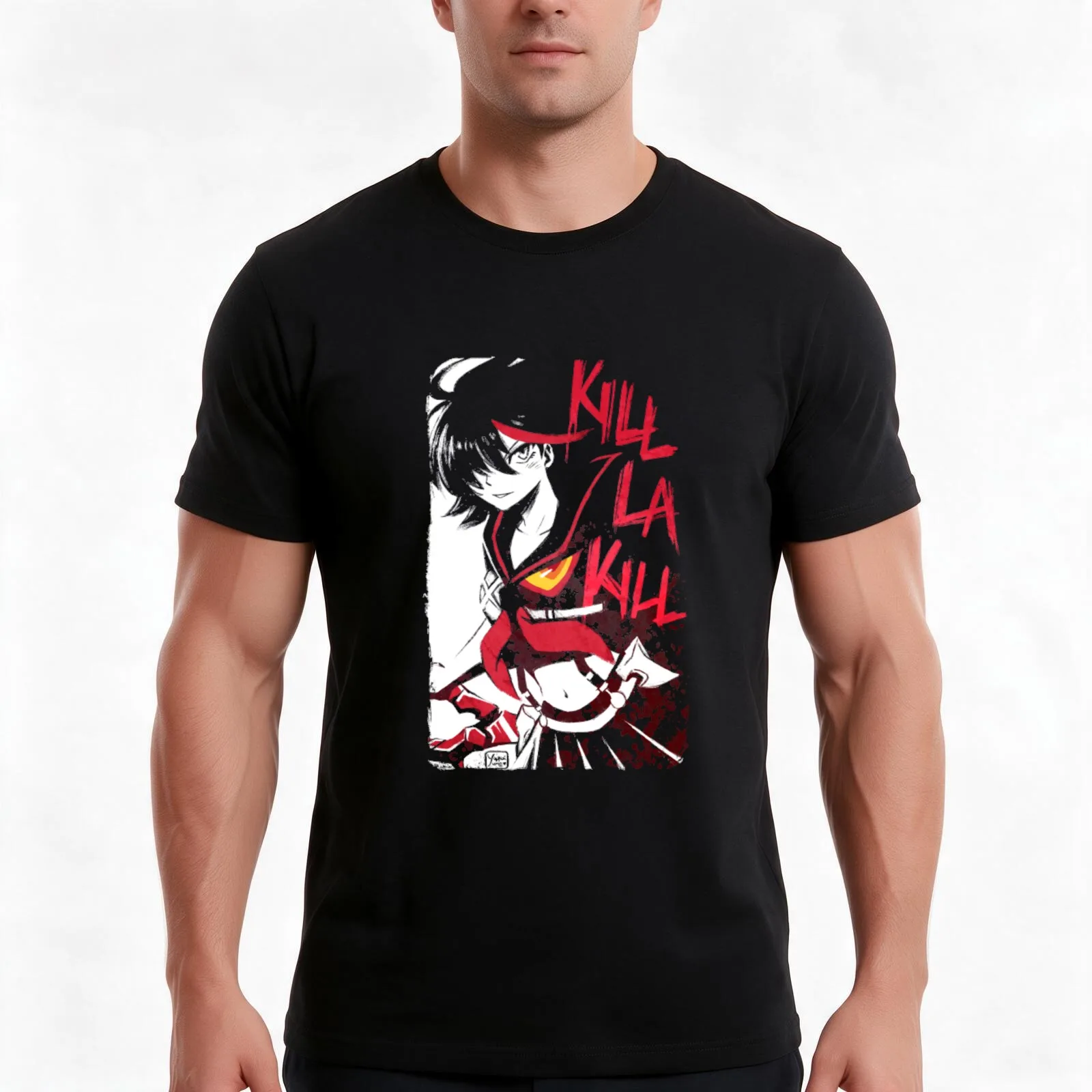 Ryuko Matoi La Kill T-Shirt, Summer Casual Cotton Tee, Oversized Streetwear Tops, Vintage Graphic Print, Loose Fit Short Sleeve
