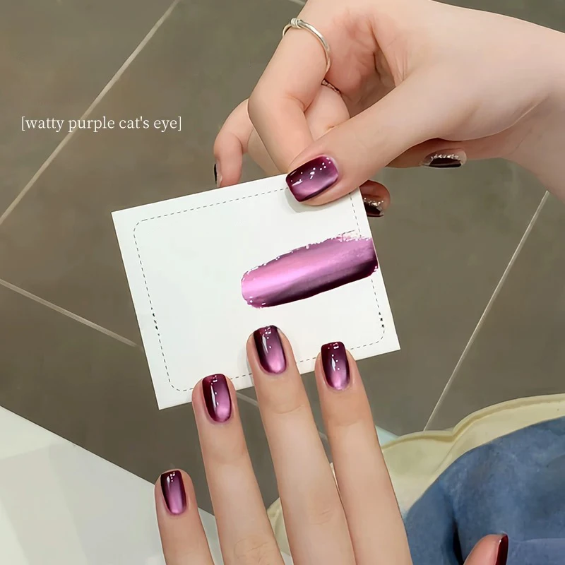 10ML 1-6 pièces eau violet clair perle de verre oeil de chat aimant Gel vernis à ongles fournitures pour ongles automne violet noir oeil de chat colle à ongles