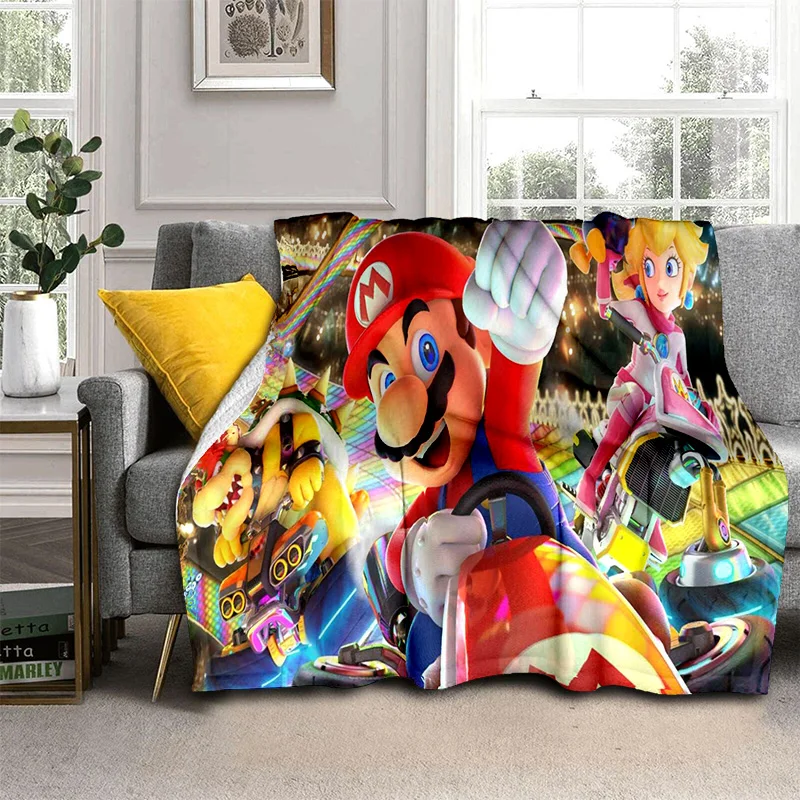 Retro 3D Mario Cartoon Soft Plush Blanket,Flannel Blanket Throw Blanket for Living Room Bedroom Bed Sofa Picnic Office Kids Gift