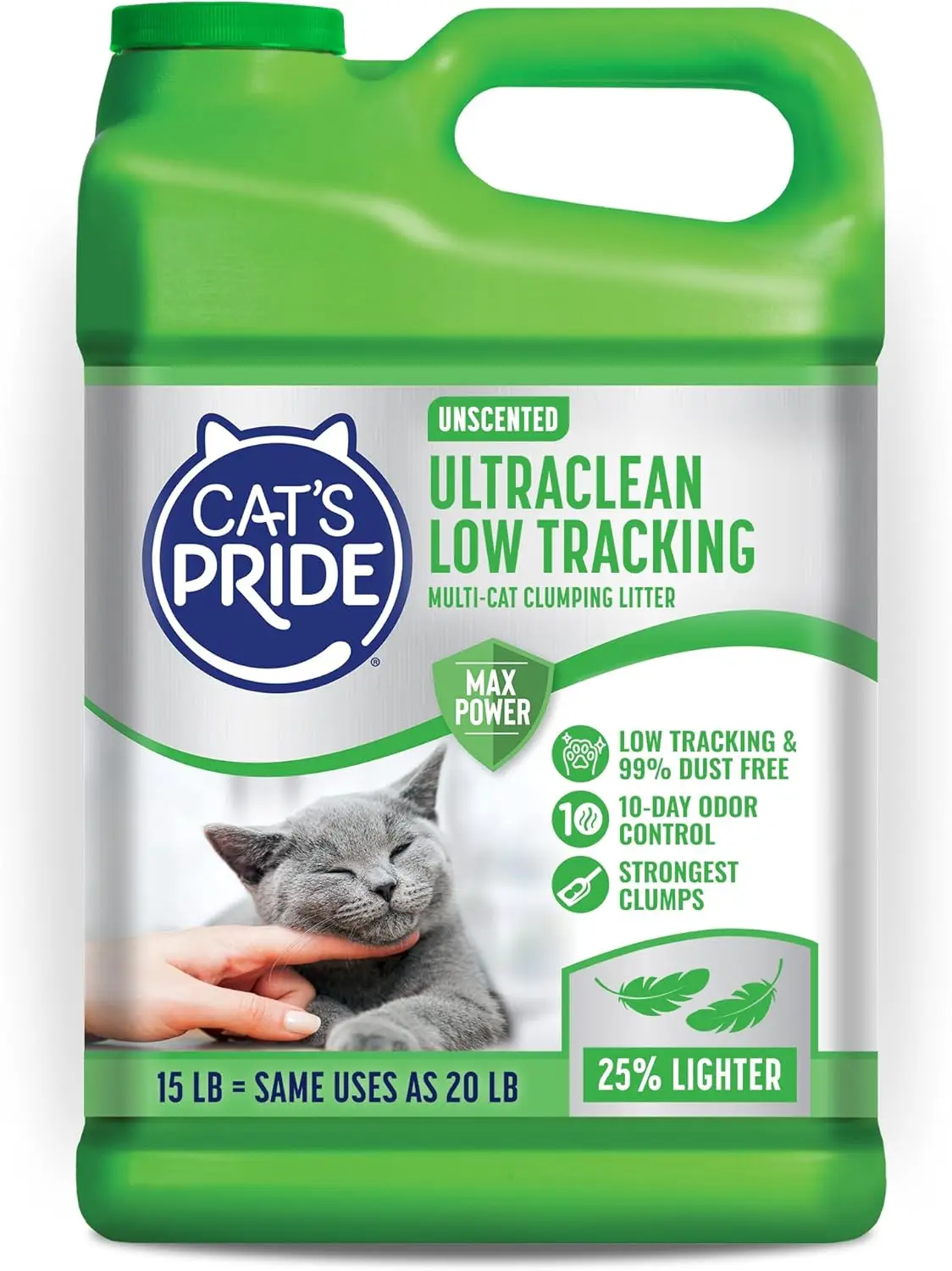 

Low Tracking Cat Litter for Multi-Cat Homes with 10 Days Odor Control and 99% Dust Free Unscented 15lb