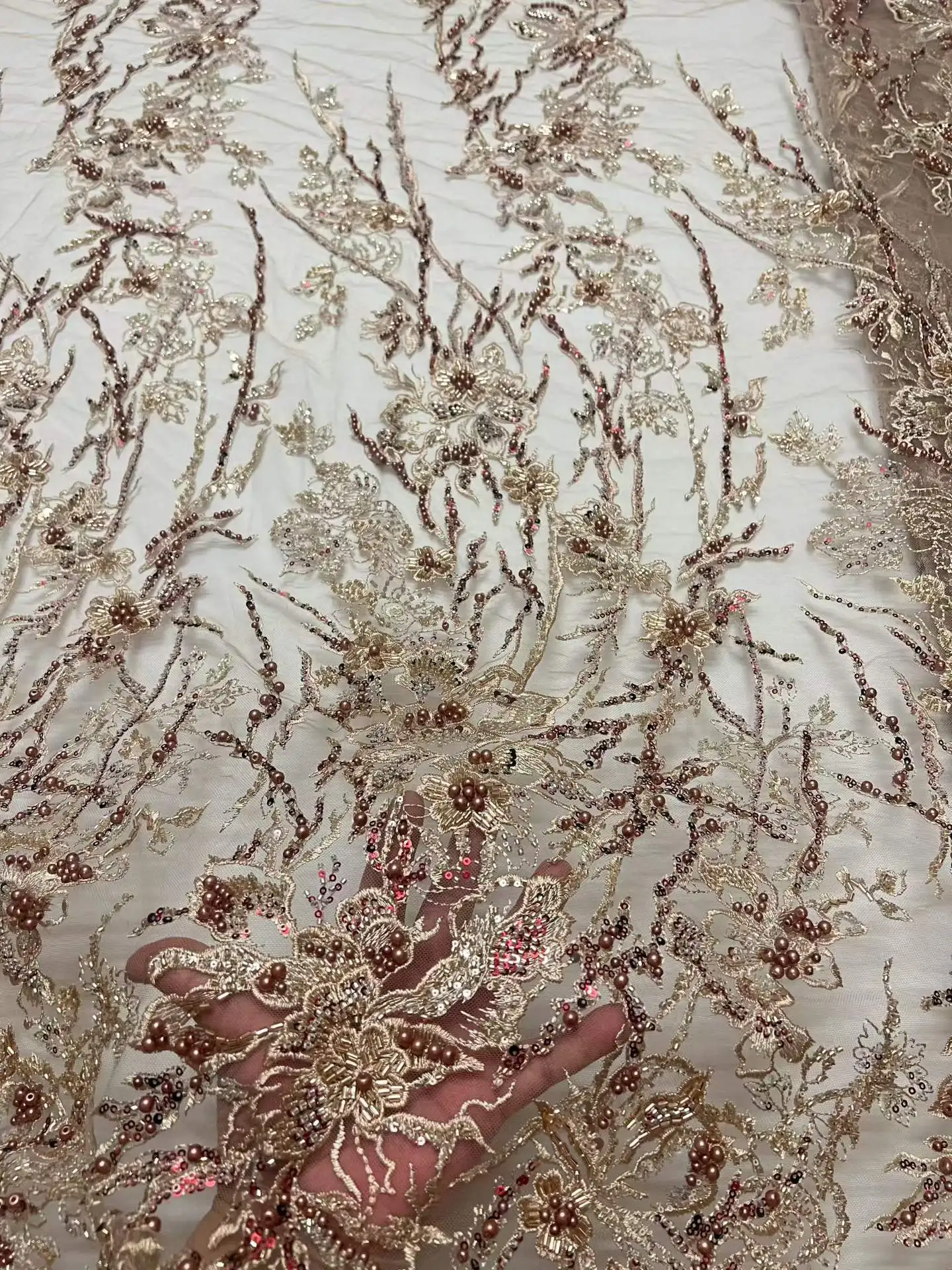 

Luxury French Mesh Embroidery Beaded Lace Fabrics 2026 African Nigerian Sequins Lace Fabric For Wedding Dress Sewing Material