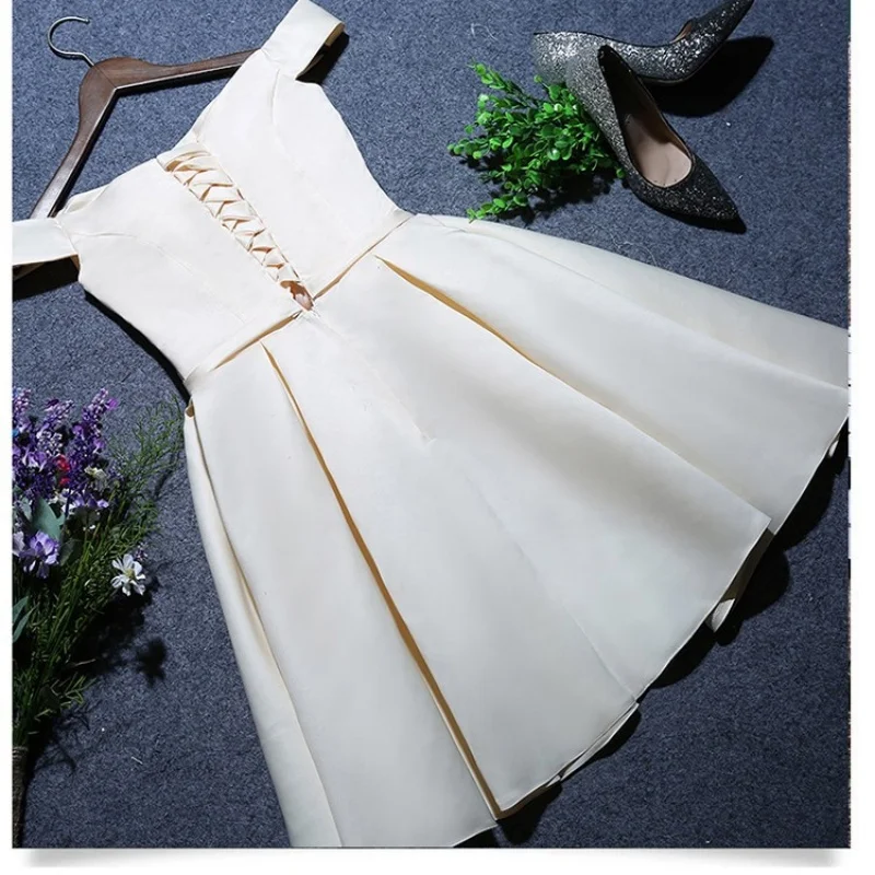 YEY-47#Bridesmaid Dress Female Spring New Fashion Host Graduation Dress Annual Meeting Performance Party Evening Dress Short