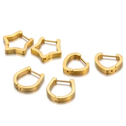 2pcs Geometric Stainless Steel Trendy Hoop Daily Wear Simple Earrings for Gifts Jewelry Findings Fashion New Crafts Wholesale