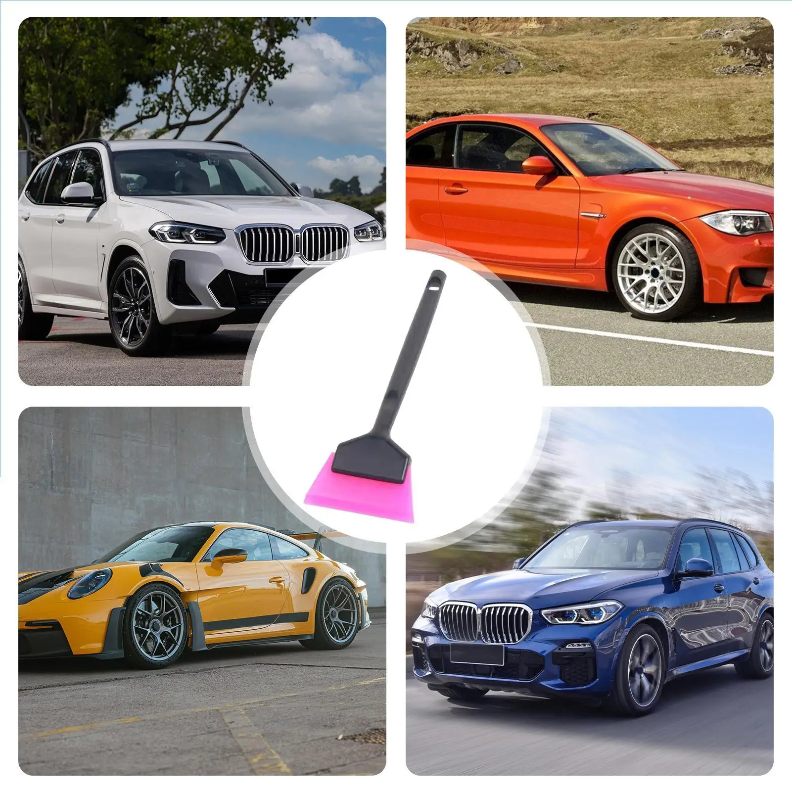 Small Window Tint Mirror Squeegee Different Softness Rubber Blade Scraper Car Corner Windshield Handheld Cleaning Tool