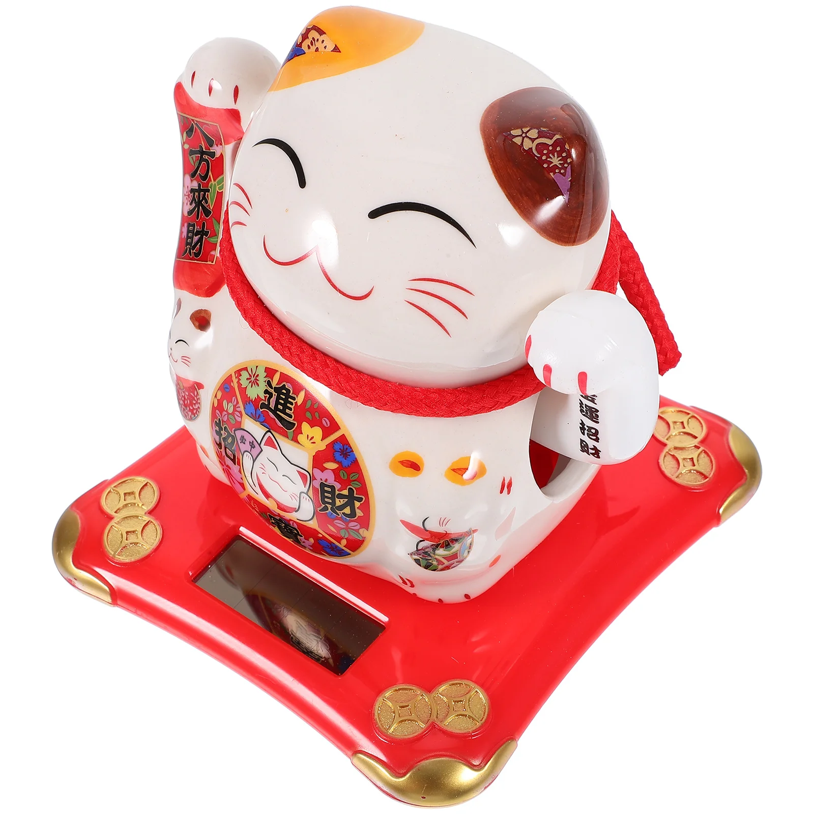Cute Lucky Ornament Solar Powered Waving Arm Fortune Figurine Car Home Office Decor Cat Desktop Ceramic Craft Statues