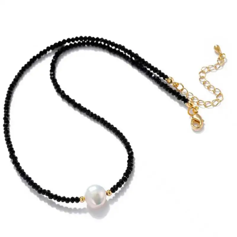 Fotografia 4: Colar de pérolas de água doce com frisado, Lucky Dark Matter, estilo nacional elegante, meditação energética, ioga, 18 polegadas, 1 pc