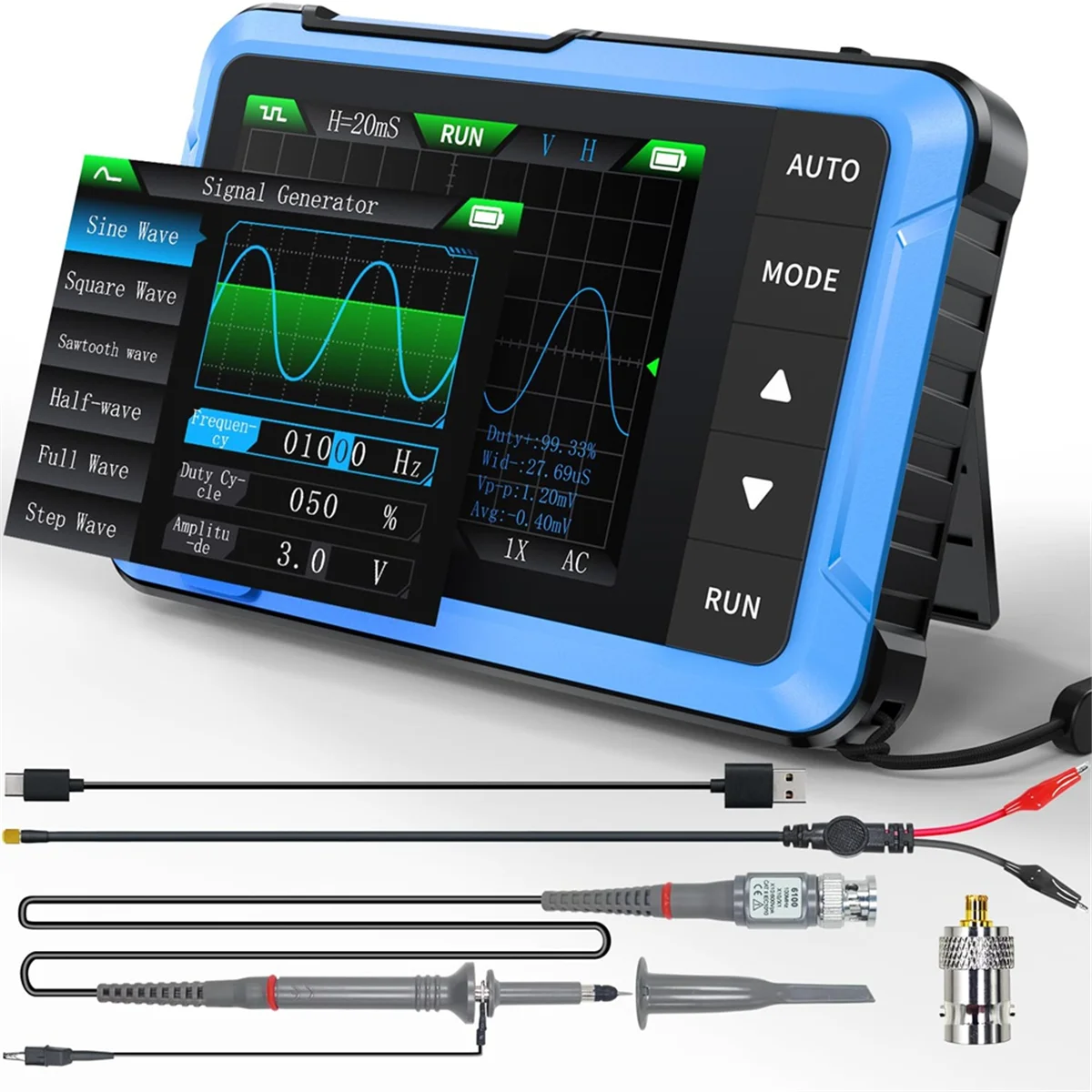 BAAR-Oscilloscope/DDS Signal Generator 2-in-1,2.8 Inch TFT,10MHz Bandwidth, 48MS/S Sampling Rate, Trigger Function Auto/Nomal