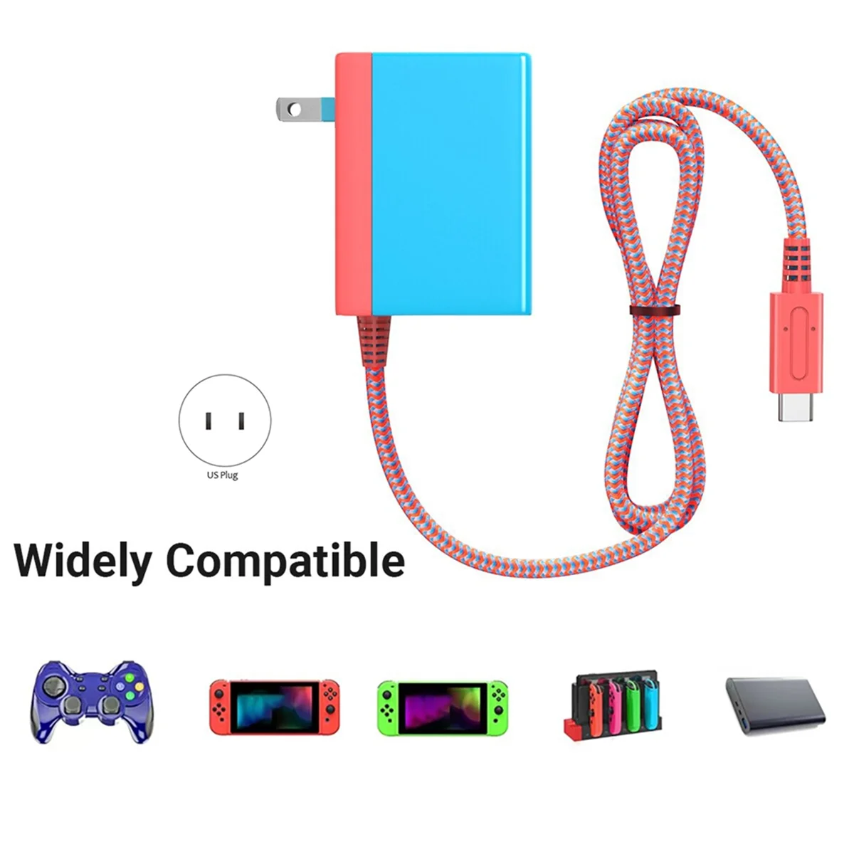 شاحن سريع من النوع C لمفتاح نينينيندو ، محول تيار متردد ، 15 فولت ، مزود طاقة 2.6A ، قابس OLED US ، 39 واط