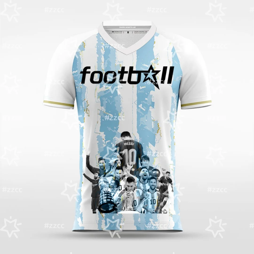 25-26 الأرجنتين ميسي مروحة تذكارية لكرة القدم جيرسي الخريف الرياضة الجافة بسرعة تي شيرت رجالي ملابس الأطفال المحملة Y2k امرأة #5
