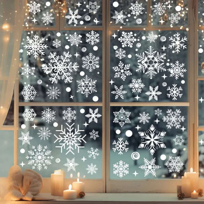 Christmas Snowman Snowflake Santa Claus Wall Sticker New Year Glass Window Stickers Mural Room Home Decor Wall Art Decals