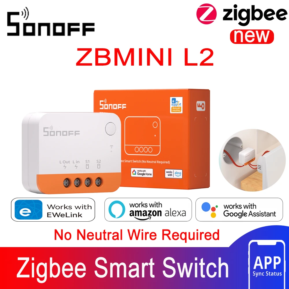 

Двухсторонний модульный переключатель SONOFF ZBMINIL2, умный переключатель ZBMINI Extreme Zigbee, не требуется нейтральный, работает с приложением Alxea eWelink