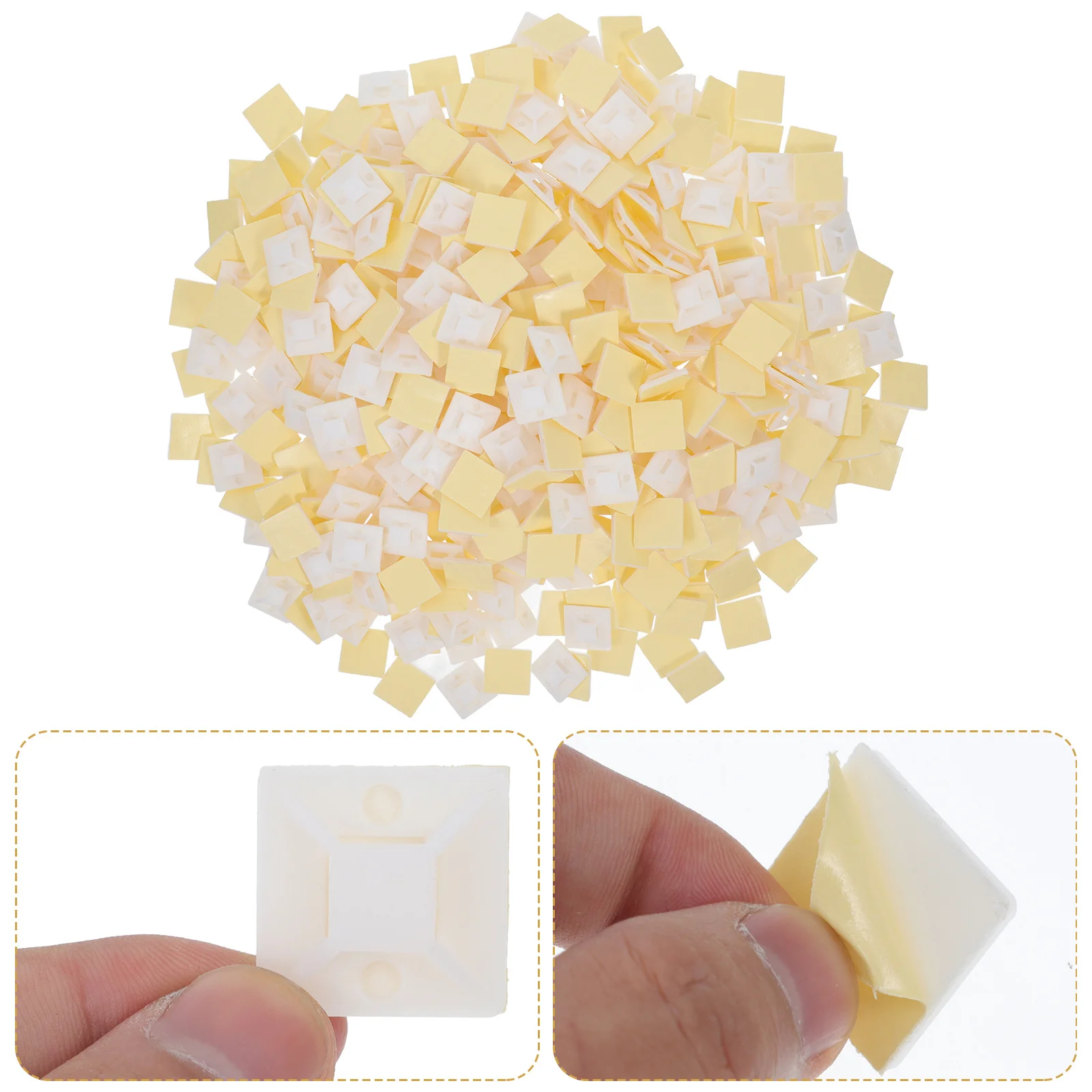 

500Pcs Adhesive Zip Tie Cable Tie Mounting Squares Sticky Wire Clips Cable Management Stick on Wire Holder Sticky Clips