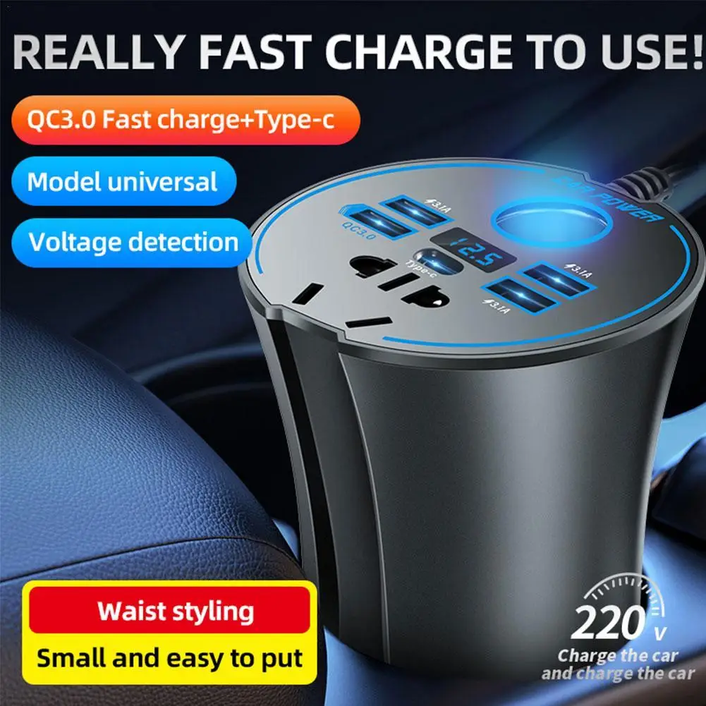 

DC1 10V-220V USB 3.0 Charging Port Car Inverter Smart Display Car Charger Power Adapter Converter Fast Charging Car Accessories