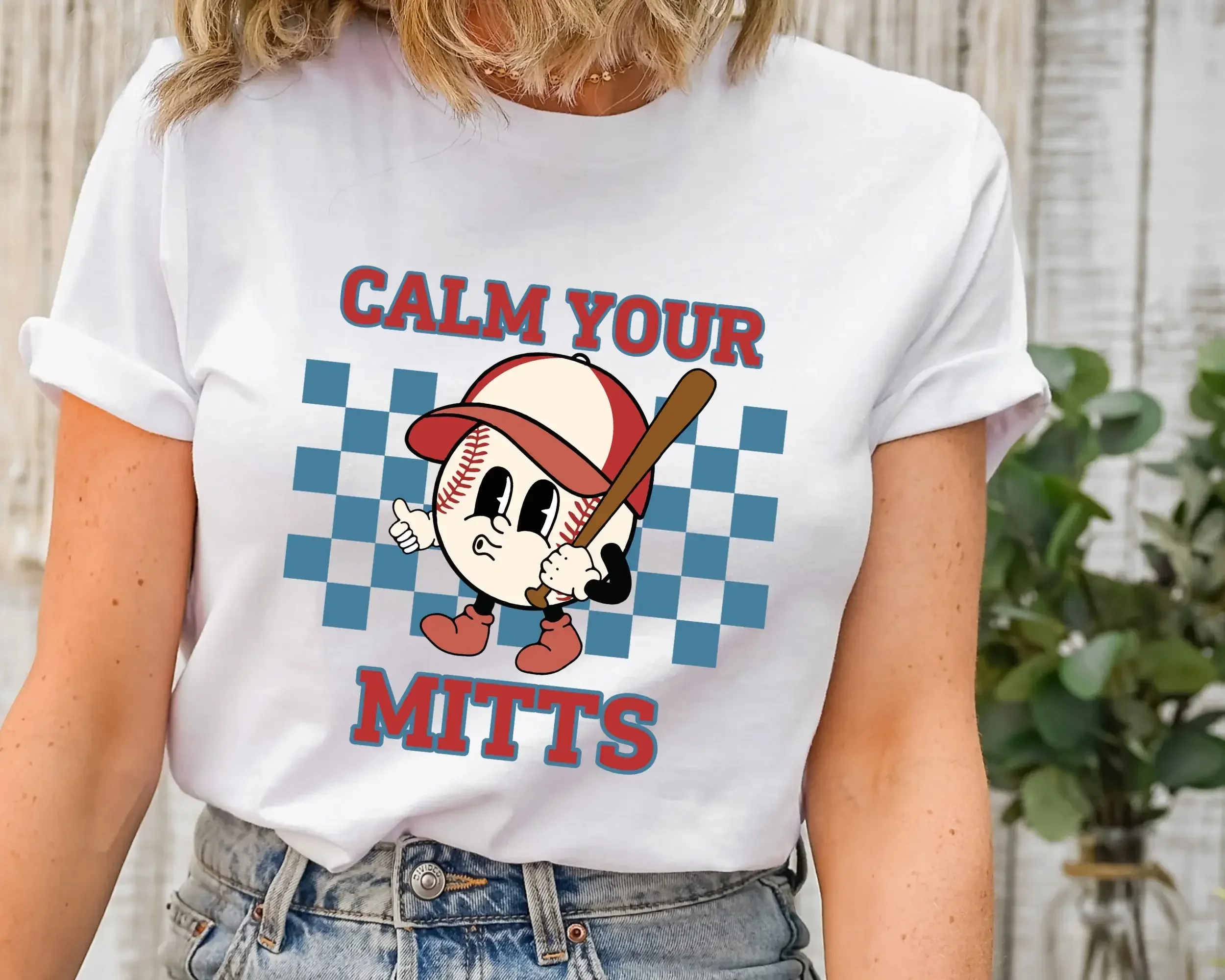 Calm Your Mitts Baseball T Shirt Mom Mama Retro Game Day Sport