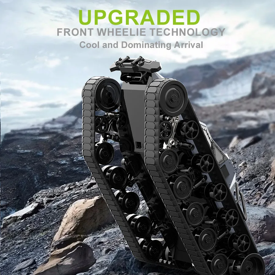 دبابة انجراف للتحكم عن بعد مع برج دوار وأضواء LED عالية السرعة RC نموذج مركبة عسكرية هدية للبالغين والأطفال