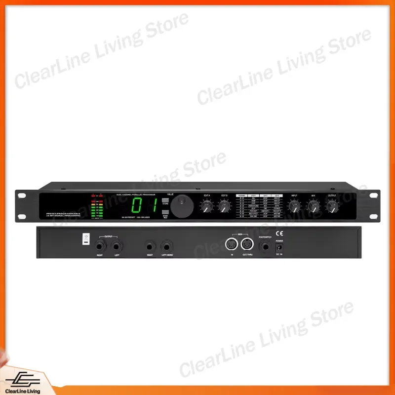 Microverb 4 Digital Sound Processor 18 Bit Signal DSP Stage Performance Reverb Effect Pedal for Guitar Microphone Channel