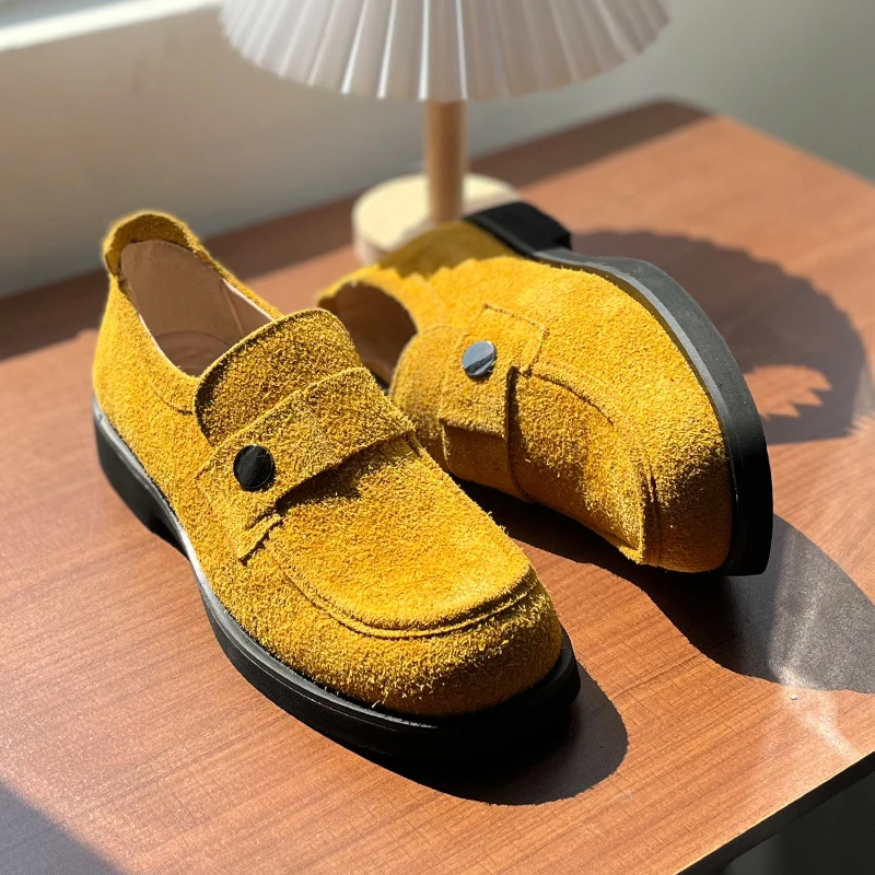 

Роскошные брендовые осенние лоферы в стиле ретро, высококачественная повседневная обувь из коровьей замши для ленивых, мужские удобные кожаные туфли без шнуровки для делового офиса