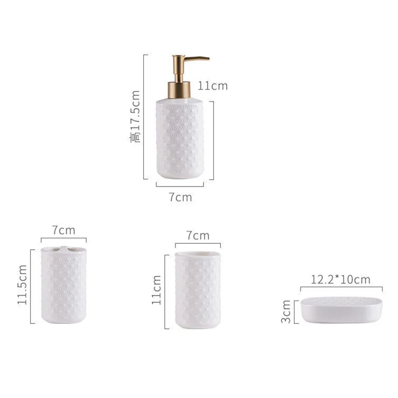 Imagem -06 - Cerâmica Banheiro Grupo Padrão Alívio Simples Escova Cup Emulsão Garrafa Saboneteira Acessórios do Banheiro 5-piece Grupo Novo Branco