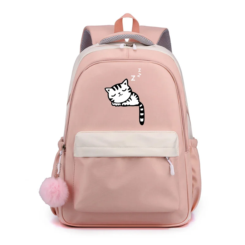 Ransel Harajuku kucing lucu ransel kualitas tinggi remaja baru ransel ritsleting kapasitas besar sekolah ransel lucu