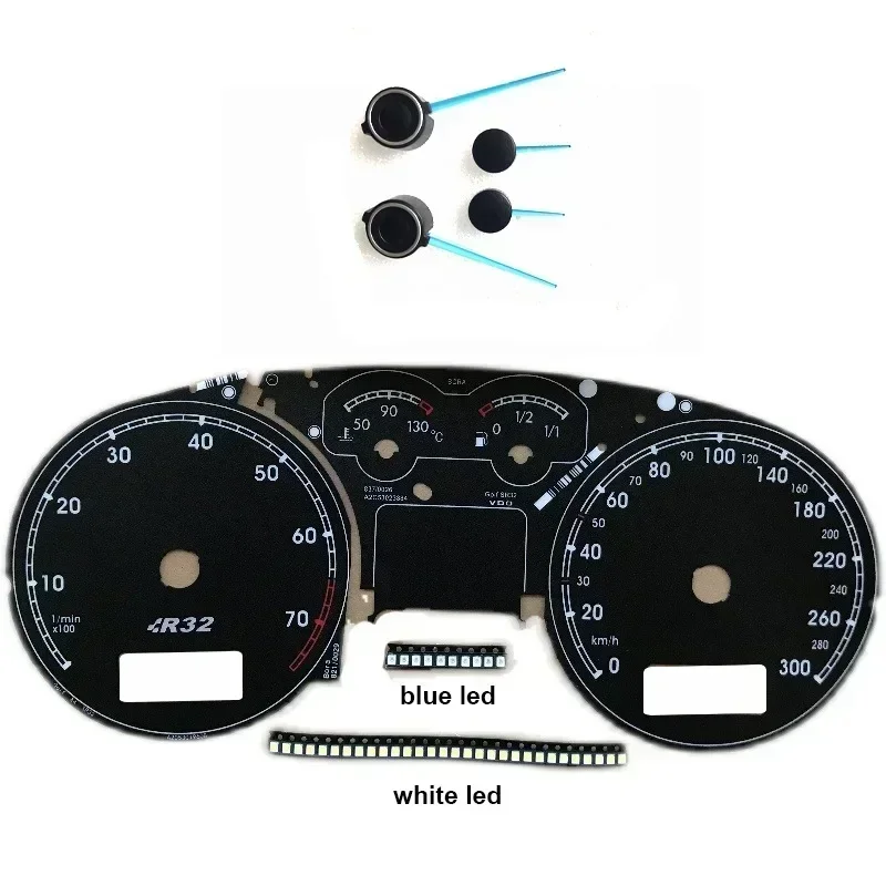 R32 Instrument Scale Paper Blue Needle Pointer with LED Light for VW Bora MK4 Golf 4 R32 Meter 300km/h 1mm hole diameter